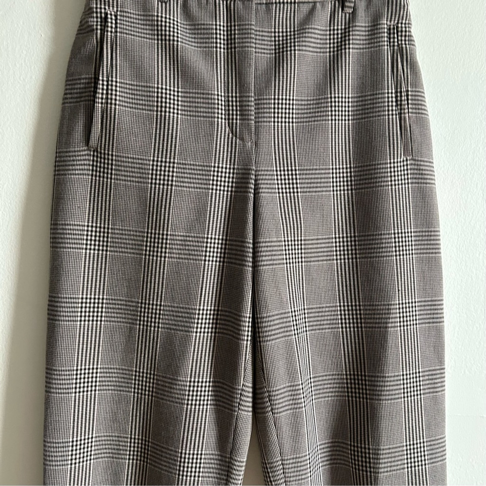 Aritzia Wilfred Sz 6 Tie Front Grey Plaid AcademiA Ankle Tapered Pants - Picture 4 of 13